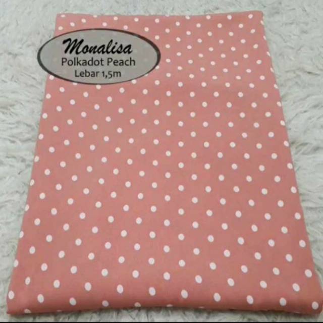 Kain wolfis monalisa motif polkadot peach/kain monalisa/kain meteran (harga per 0.5meter)