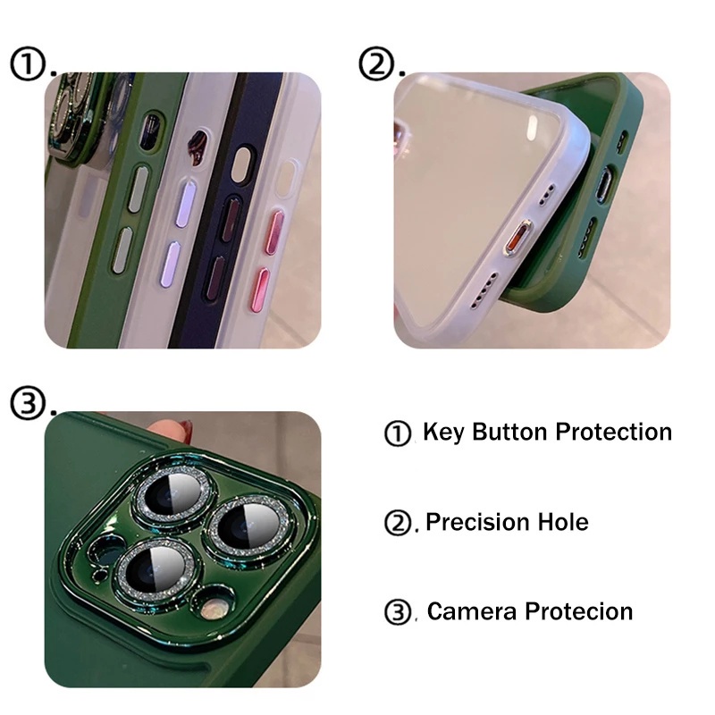 Case Pelindung Lensa Desain Berlian Glitter Mewah Untuk iPhone 14 Pro Max 13 12 11 Pro Max Plus