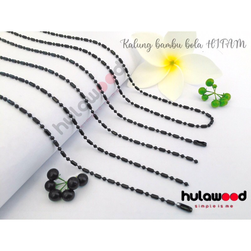 Kalung Rantai Titanium MCI Stainless Anti Karat pria Wanita BIJI BAMBU HITAM (REAL PICT)