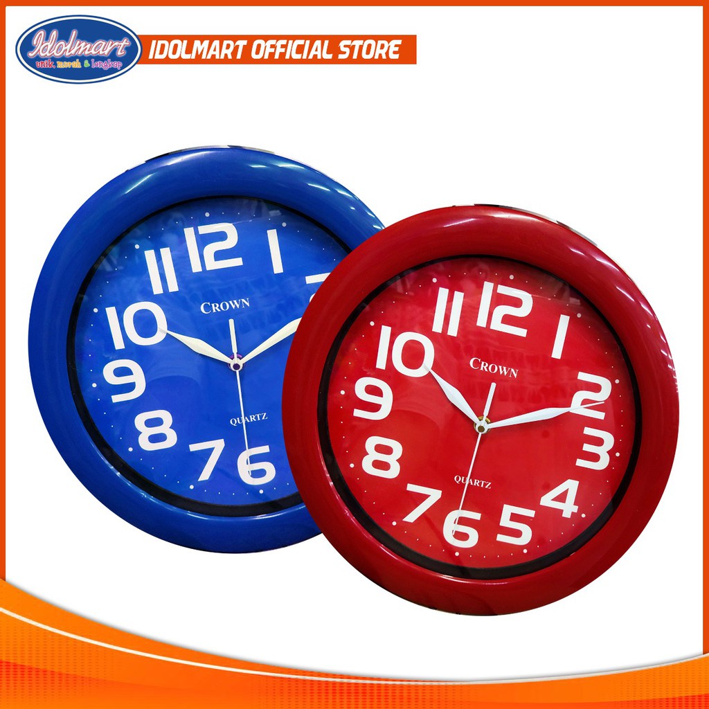 IDOLMART Jam Dinding CROWN 3401 Color Diameter 30cm Jam Dinding Basic Warna Idolmart Surabaya