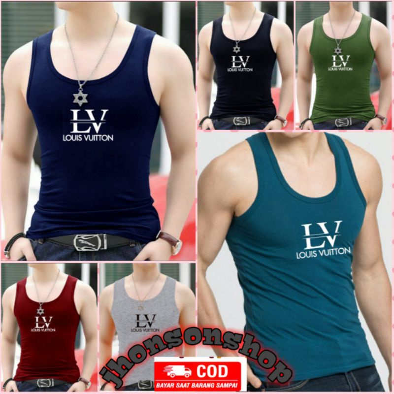 kaos singlet {.LV.} . T. distro t-shirt Catton murah &amp; tebal tersedia ukuran M.L.XL.XXL