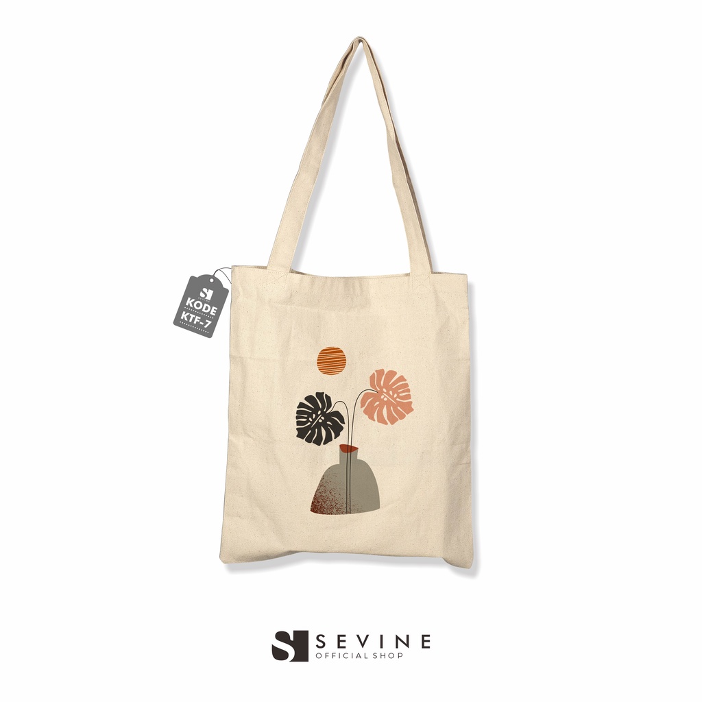 Sevine Tote Bag Kanvas Tas Fashion Totebag Wanita DTF Printing Nordic Aesthetic Series - KTF7