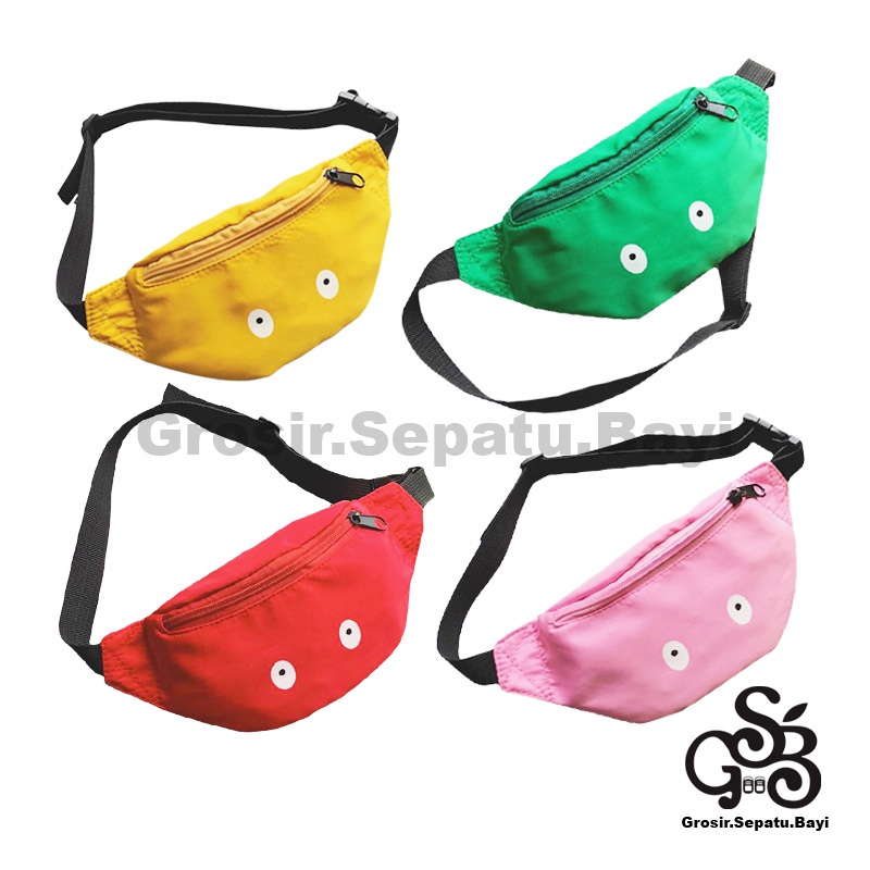 tas anak tas selempang anak waist bag kids kekinian motif polos eyes rolling