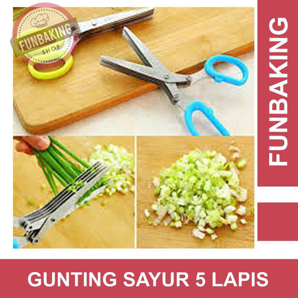 

FunBaking - Gunting Sayur 5 Lapis Gunting Serbaguna Gunting Dapur Multifungsi (KODE 3446)