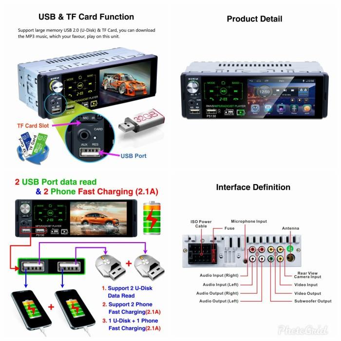 Head Unit Tape Mobil Single Din Mp5 Player Bluetooth Garansi Original