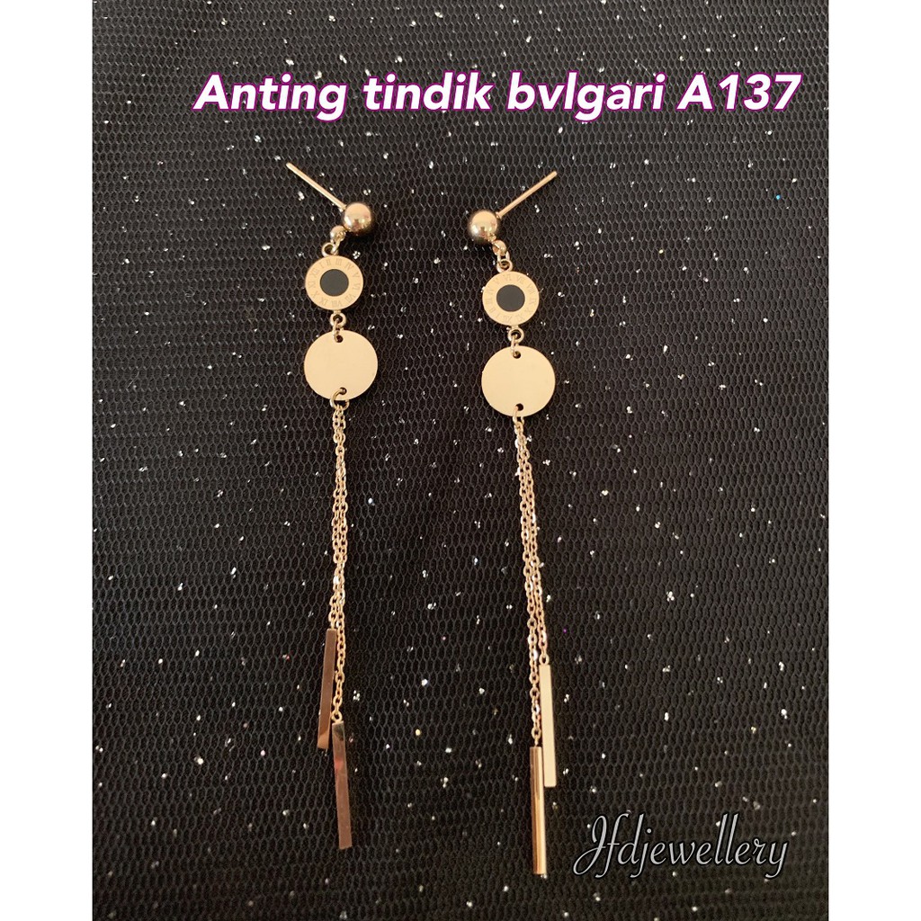 Anting titanium bvlgari anting tindik/ hooks anting panjang bvlgari - A137