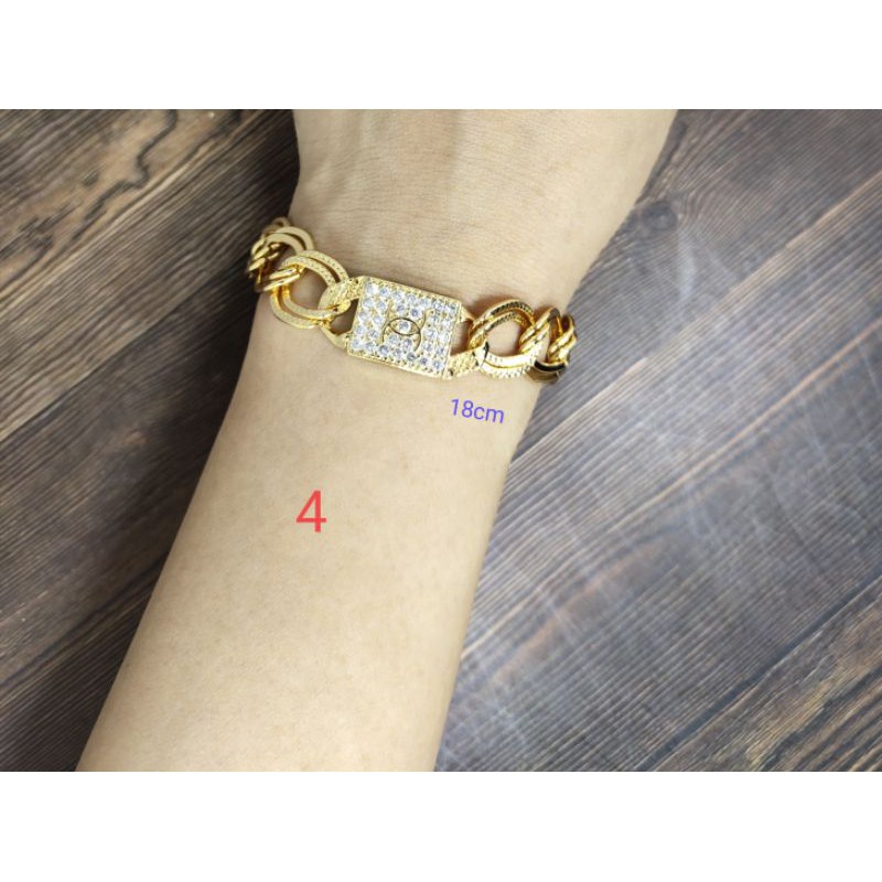 Fifi Fashion Gelang Double Ring Ukir 2 Kombinasi Plat Fashion Model Perhiasan Lapis emas 19#