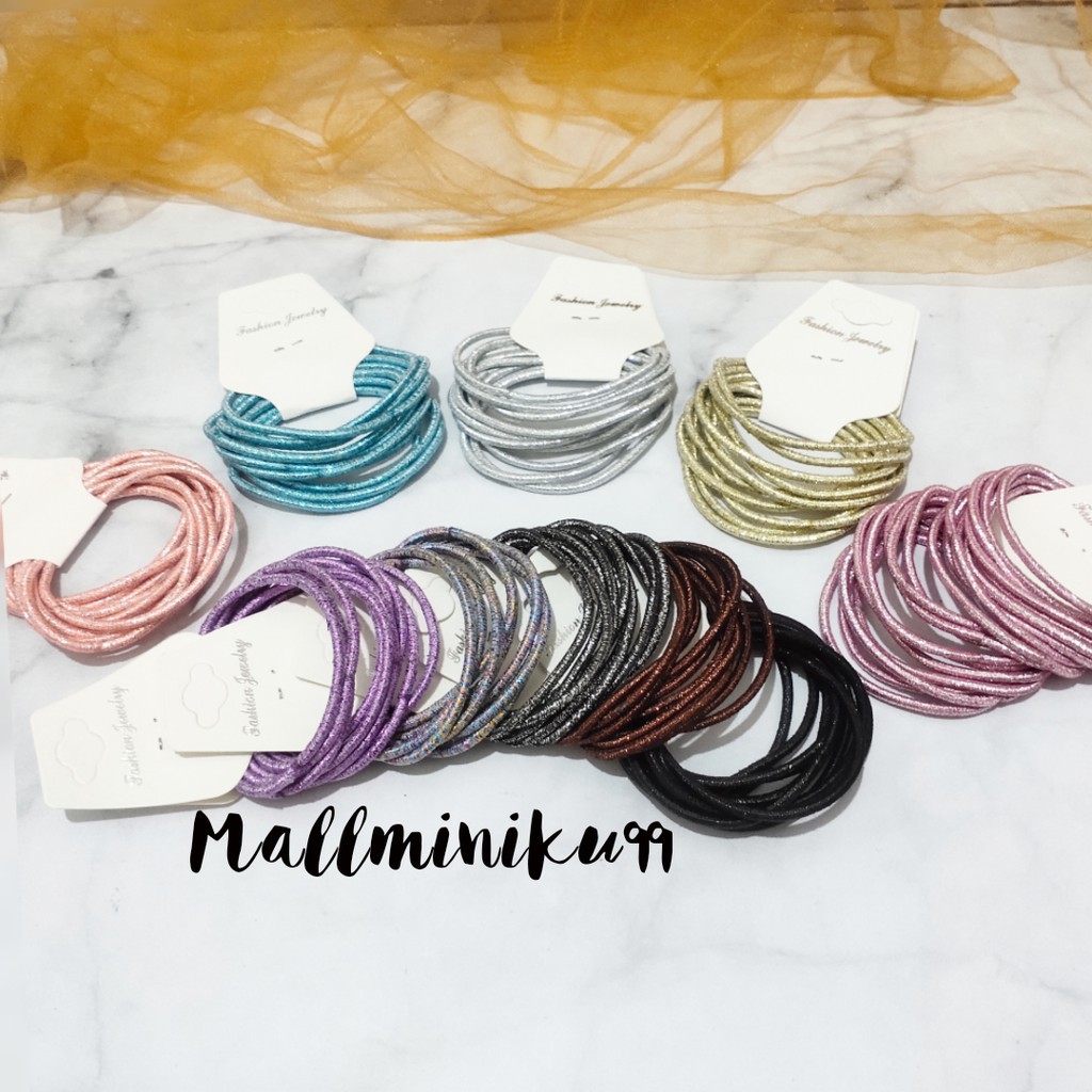 8PCS !!! IKAT RAMBUT KARET CACING POLOS - KARET RAMBUT CACING