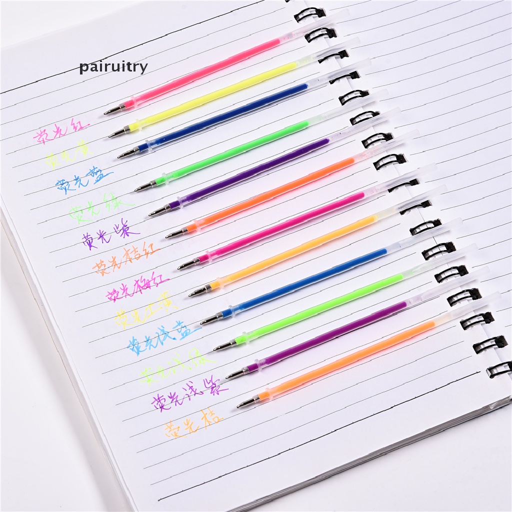 Prt 48pcs / Set Pulpen Gel Tinta Fluorescent Warna-Warni Neon Untuk Stationery