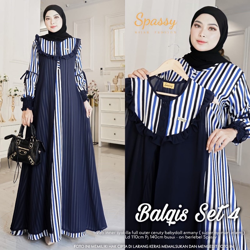 BALQIS SET MAXY 4 / DRESS 2 IN 1 / DAPAT DRESS DAN OUTER DRESS/ ORI SPASSY