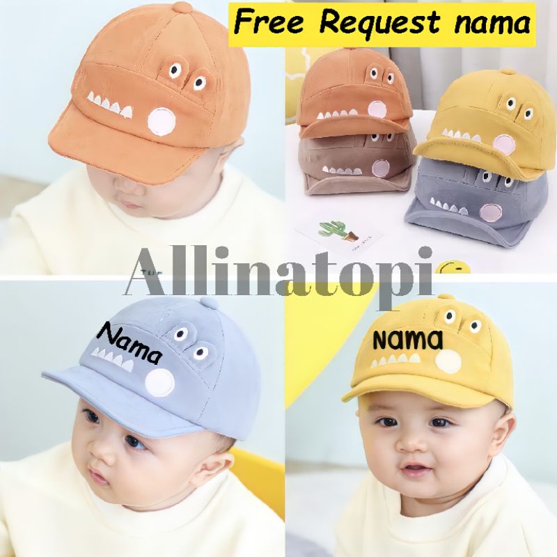 Topi Bayi Lucu Karakter Crocodile Free Bordir Nama