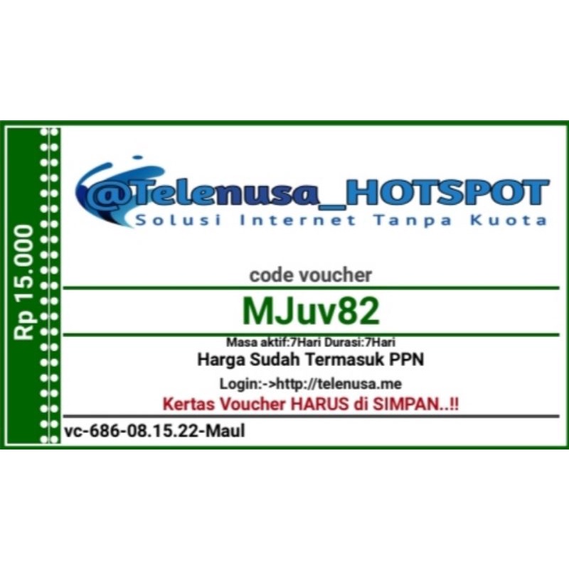 Voucher WIFI Telenusa_HOTPSOT / MLJ-Hotspot