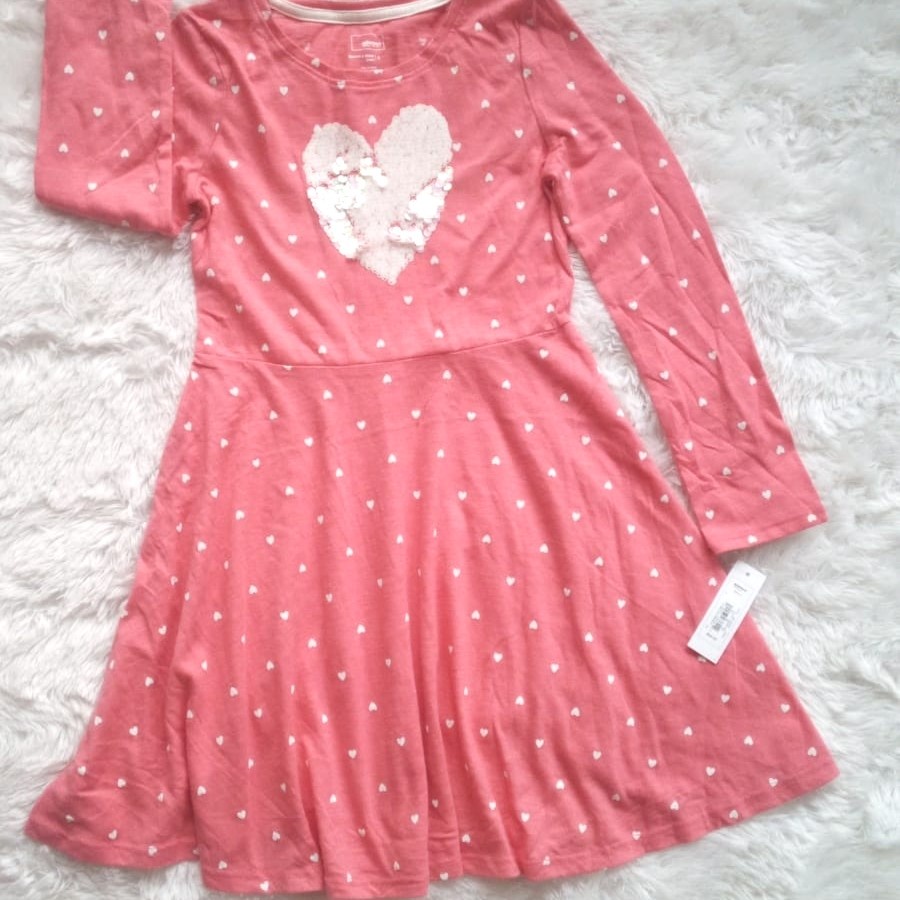Dress anak lengan panjang pink flip sequin love Sonoma 6 T