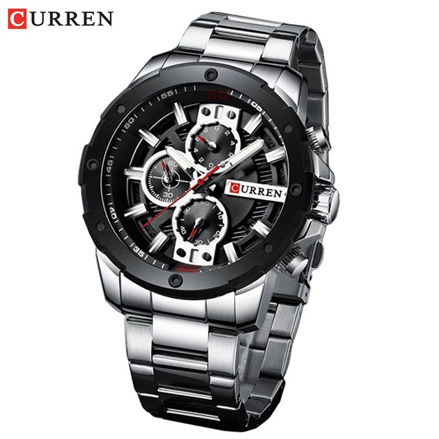 CURREN 8336 Jam Tangan Pria Analog Stainless Steel Chronograph Aktif WATCHKITE WKOS