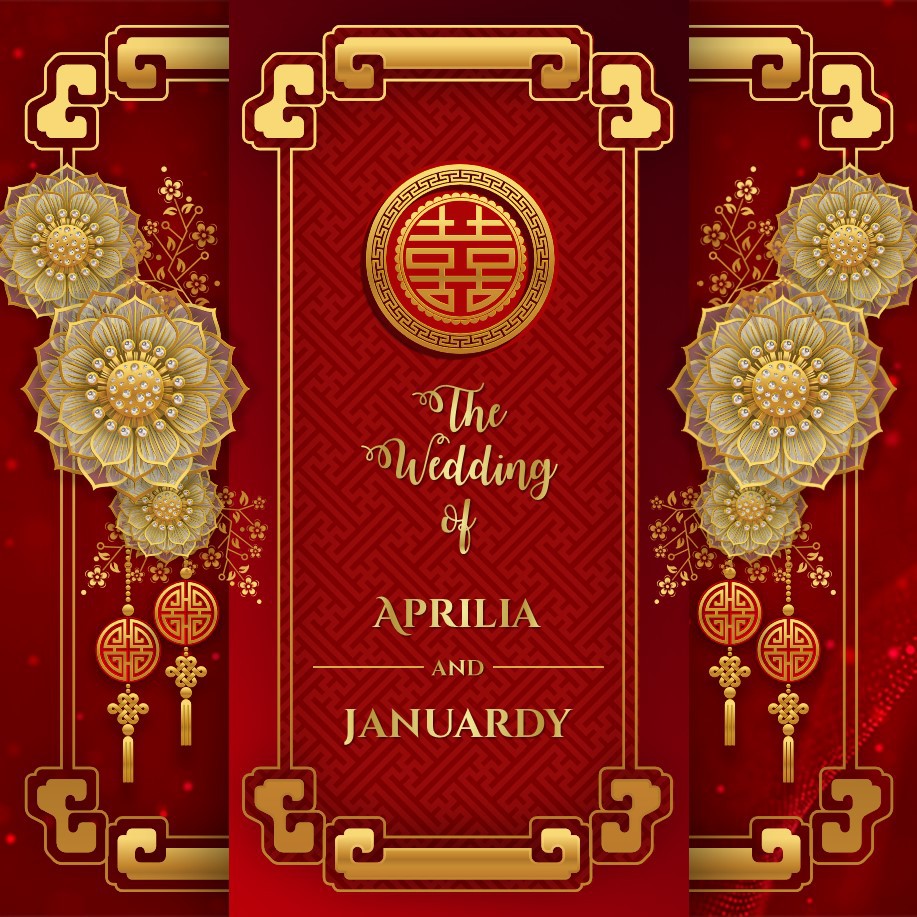 Undangan Digital Video Pernikahan Chinese Wedding Invitation Oriental Asia Cina Merah Emas Tionghoa
