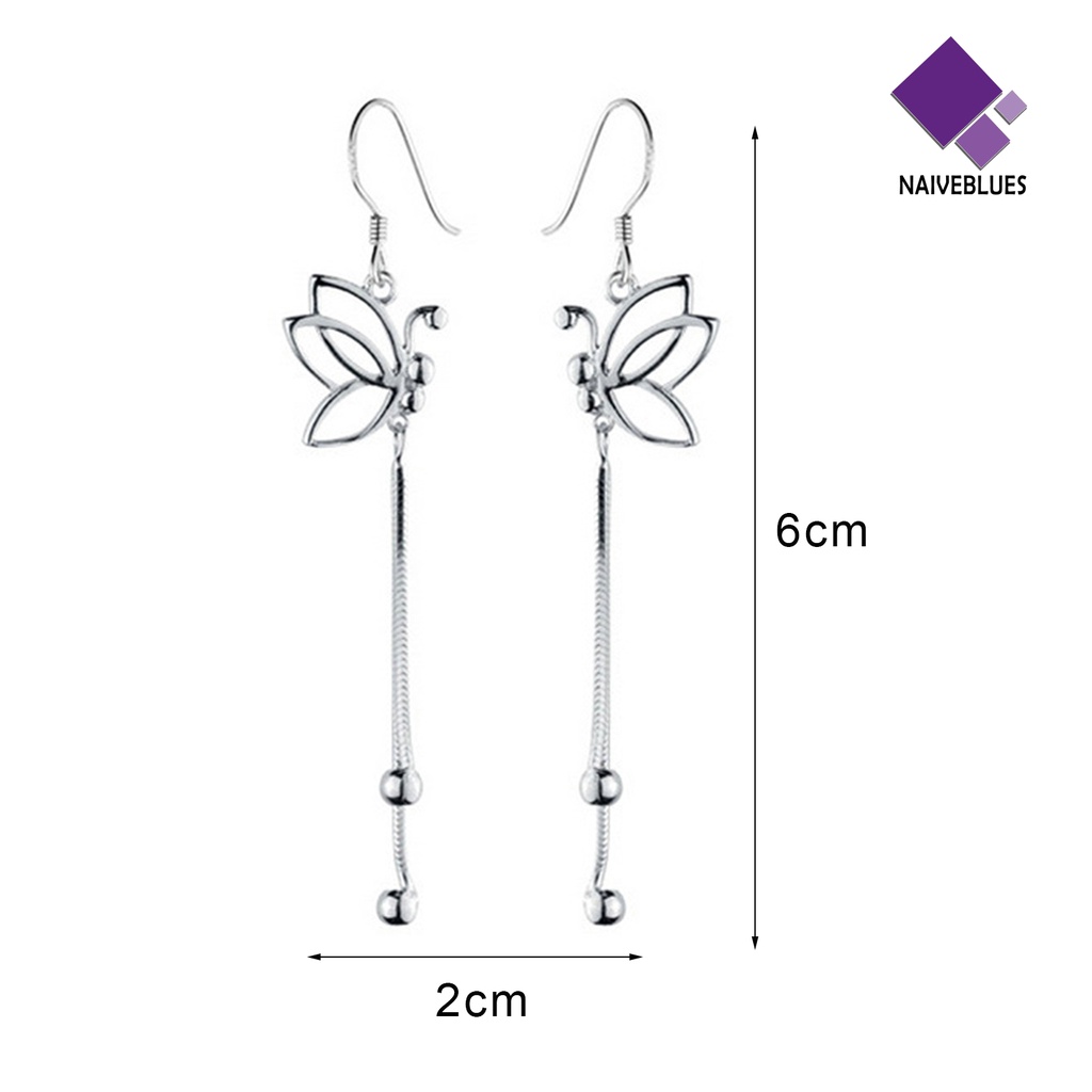 Anting Kait Rantai Panjang Desain Butterfly Menjuntai Bahan Alloy Untuk Wanita