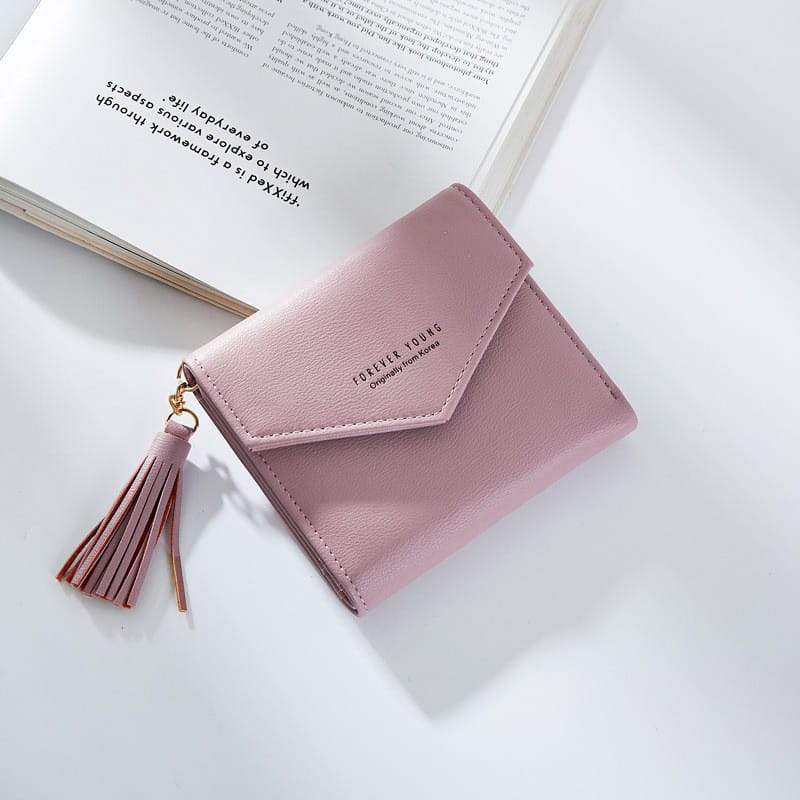 ♥TASBLUE♥A17 COD Dompet Wanita dompet Lipat Dompet Mini Import dompet wanita murah-PINK TUA