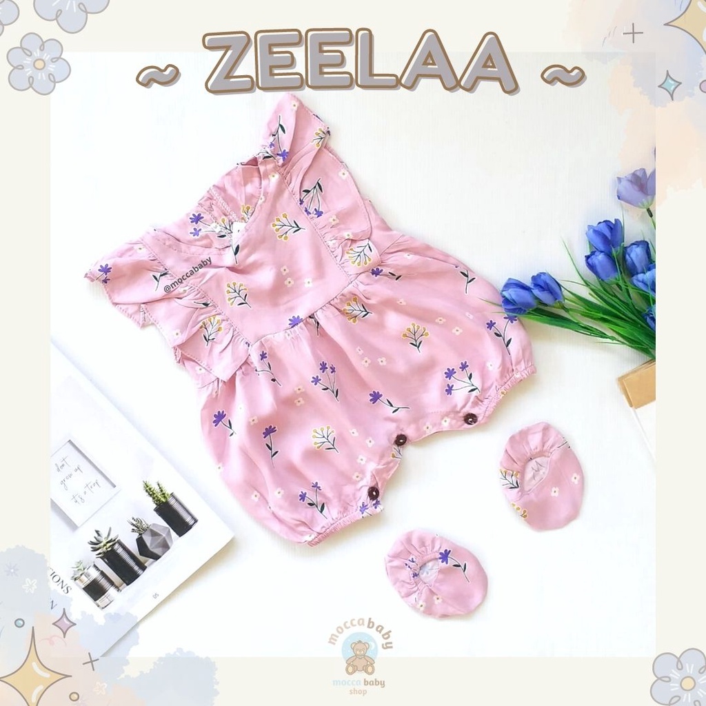 MBSS - BBB JUMPSUIT ZEELAA setelan anak perempuan jumper bayi motif bunga lucu free sarung kaki PART 3