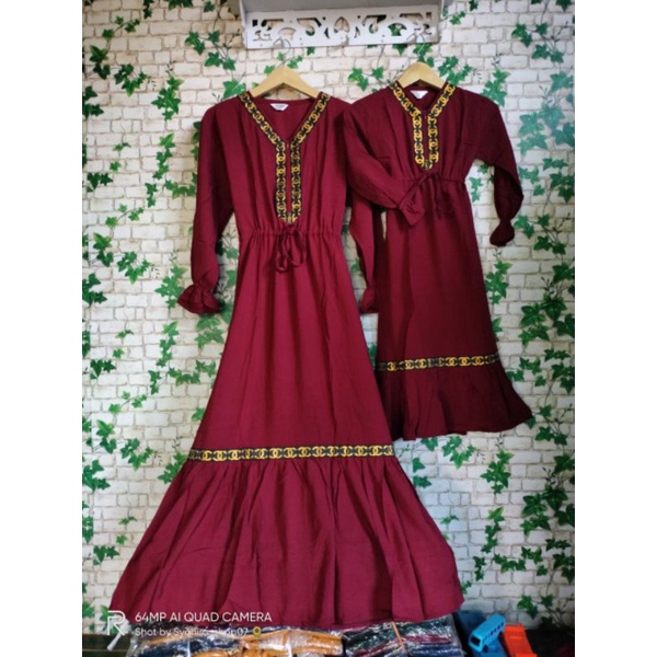 couple helia / couple gamis Arab renda / couple ibu dan anak murah harga 1 set ibu dan anak