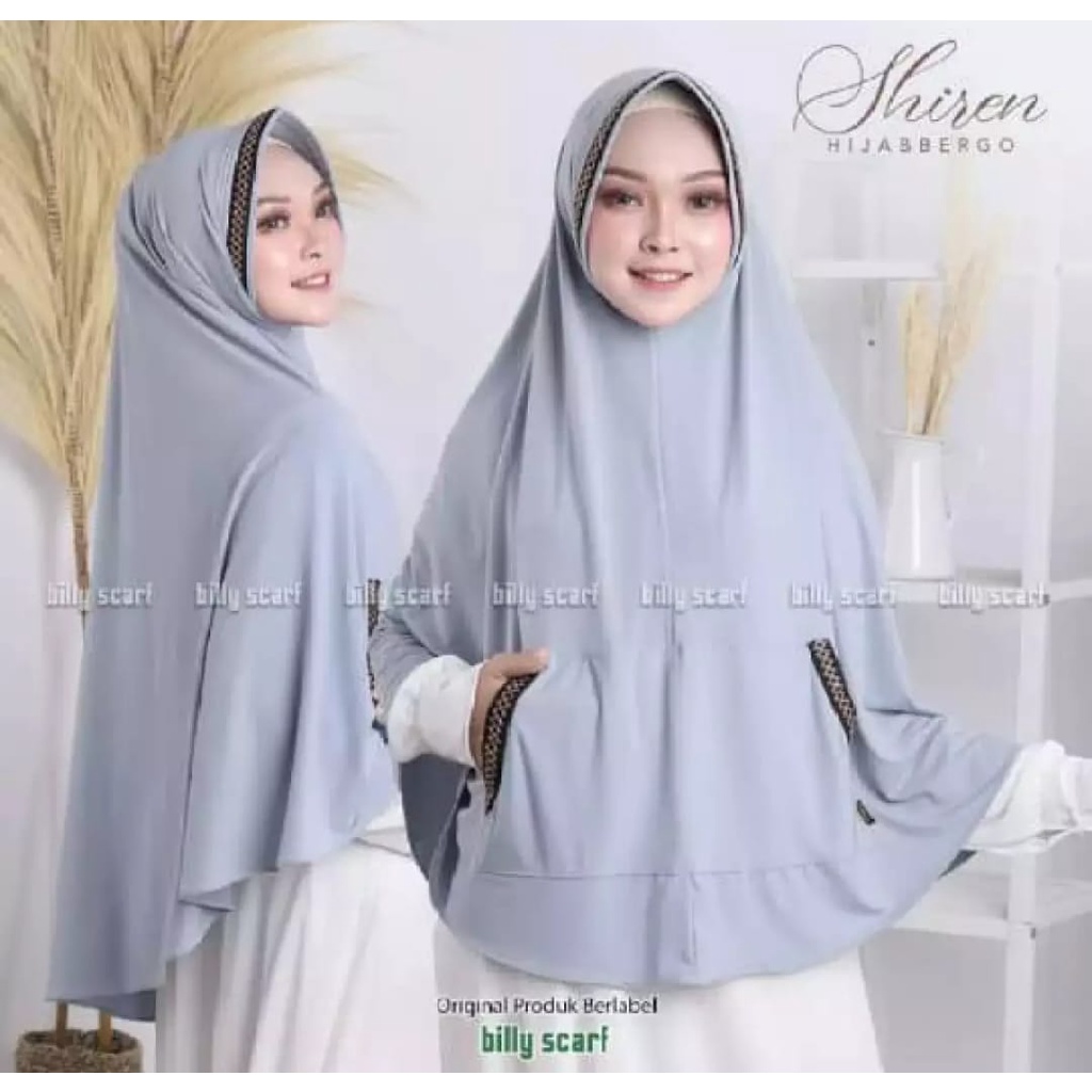 Jilbab instan Kantong Zigzag Kerudung kekinian Bergo terbaru 2021 Hijab Jumbo syar'i-Abu-abu
