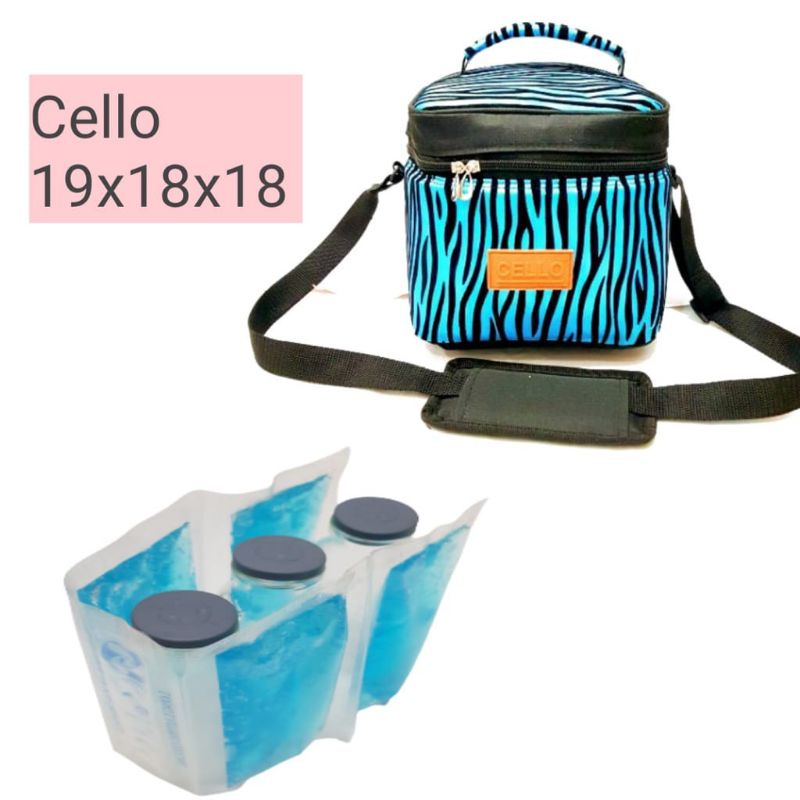 NCL31  &quot;NEW CELLO COOLER BAG +3 BOTOL ASI + LINE  BLUE GEL / TAS PERLENGKAPAN ASI ASIP / TAS BAYI / TAS PENDINGIN&quot; JKT