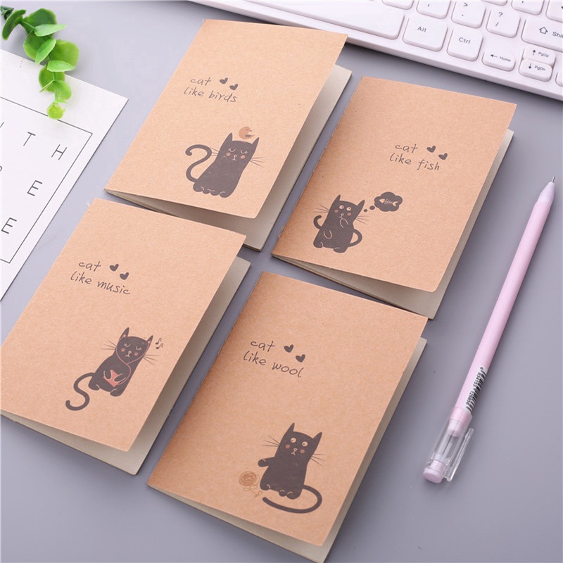 Buku Catatan/Memo/Notepad Kecil 64k Dengan Cover Kertas Kraft Untuk Pelajar/Kerja-#1（1 Pc random）
