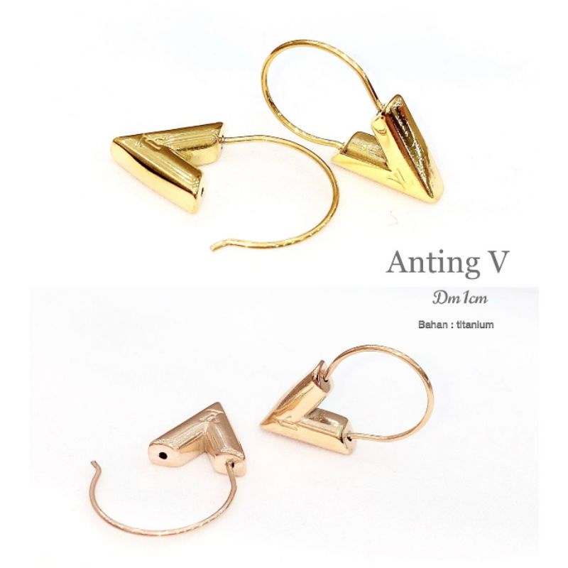 Anting Titanium Premium asli motif elv Premium Quality earring Stainless Steel anti karat anti alergi Ta-25