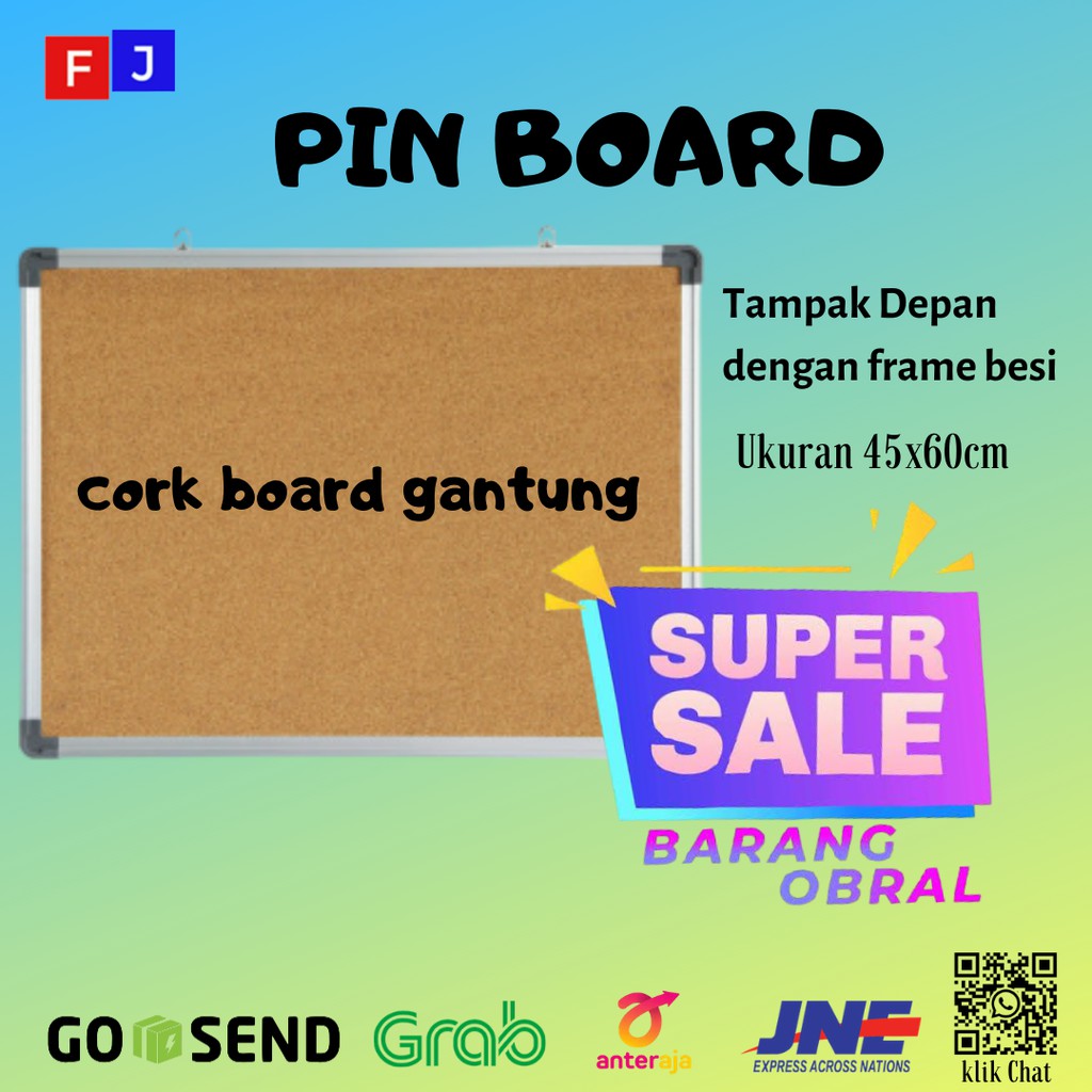 

Papan Pinboard/Softboard SAKANA Dimensi 45x60cm (Corkboard Gantung)