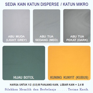 Kain Katun Mikro Warna  ABU  MUDA  ABU  TUA  SEDANG TUA  