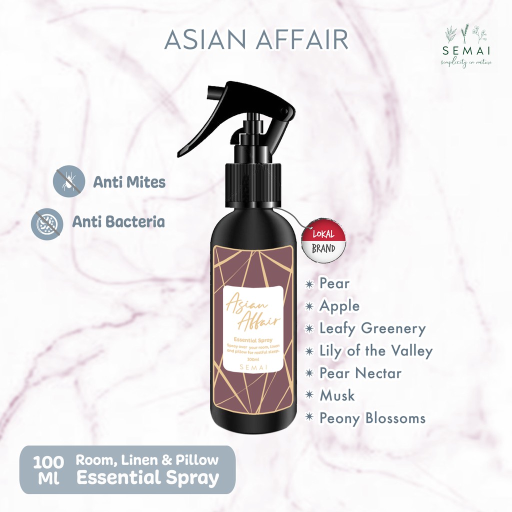 SEMAI Asian Affair Essential Spray Anti Mites bed spray pewangi sofa anti tungau semprot kasur bayi pewangi mobil