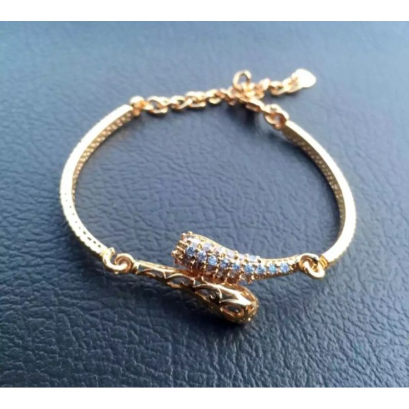 gelang tangan rante batang cantik perhiasan wanita titanium