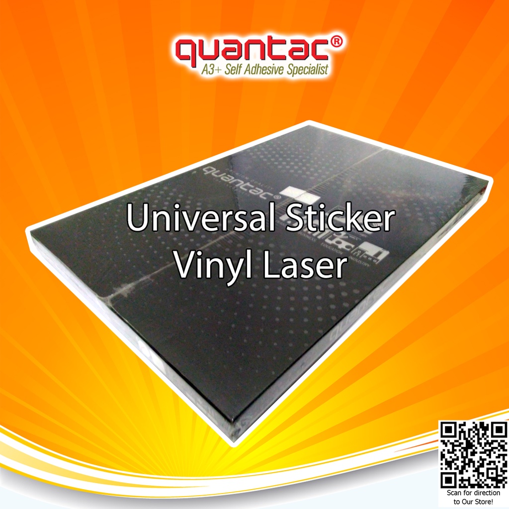 Instant / Sameday QUANTAC UNIVERSAL Sticker Vinyl Digital Print Laser Toner A3+ Stiker Plastik Anti Air Tidak Mudah Sobek - Pack