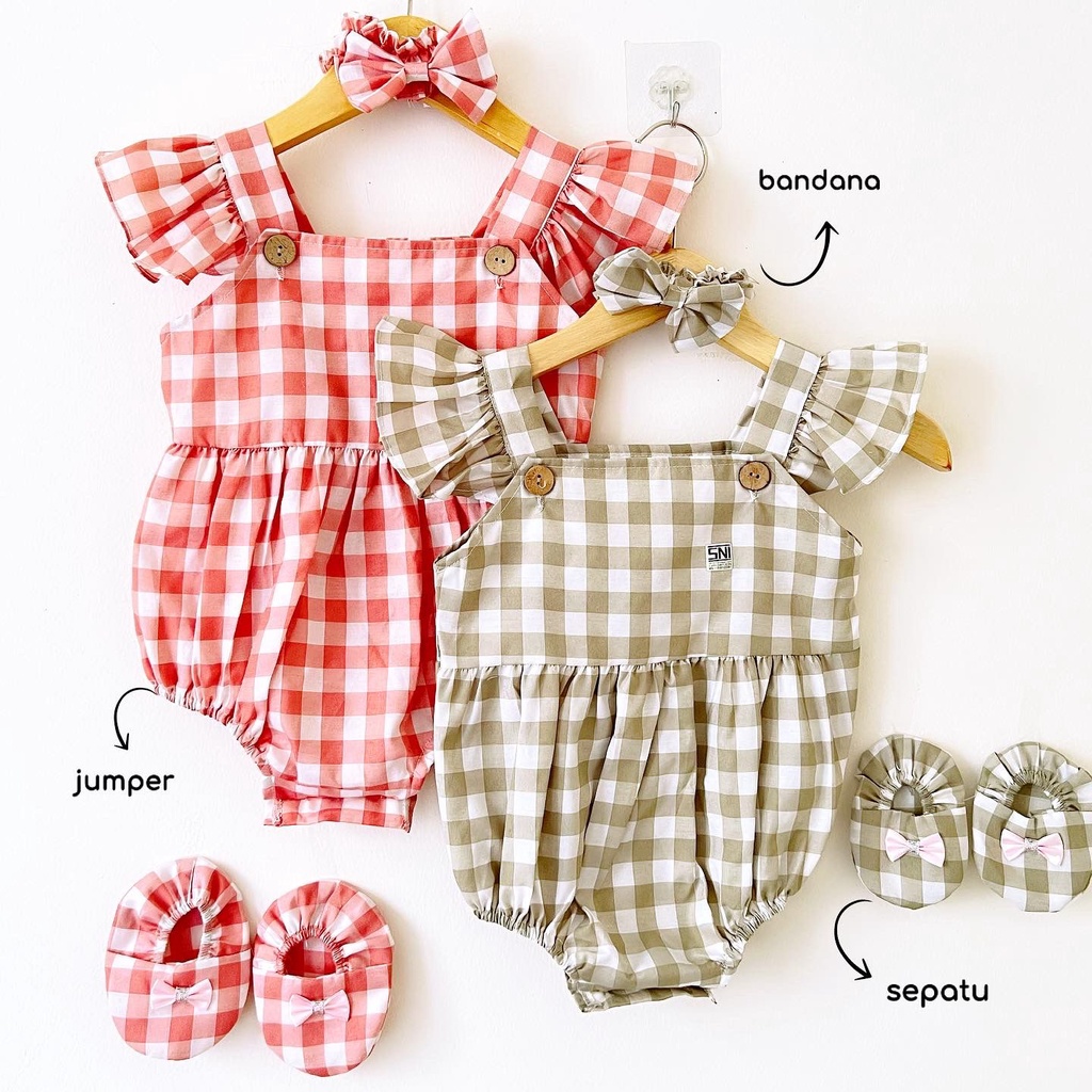 KYRIA / GIANNA / CHEERFUL Baju Jumper Rok Bunga Bandana Sepatu Pergi Lucu Fashion Anak Bayi Perempuan Cewek