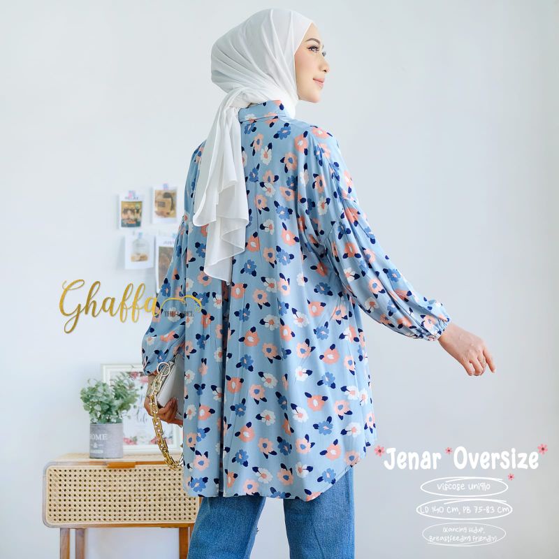 JENAR OVERSIZE BY GHAFFA THE LABEL / BLOUSE MOTIF WANITA MUSLIMAH / Blouse jumbo rayon viscose