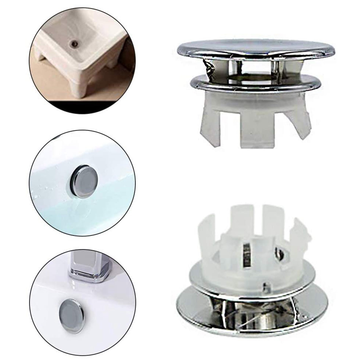 Sink Overflow Ring 8pcs Kitchen Round Vanity Basin Overflow Covers Drain Cap Cover Insert In Hole Spares 4 Designs Shopee Indonesia