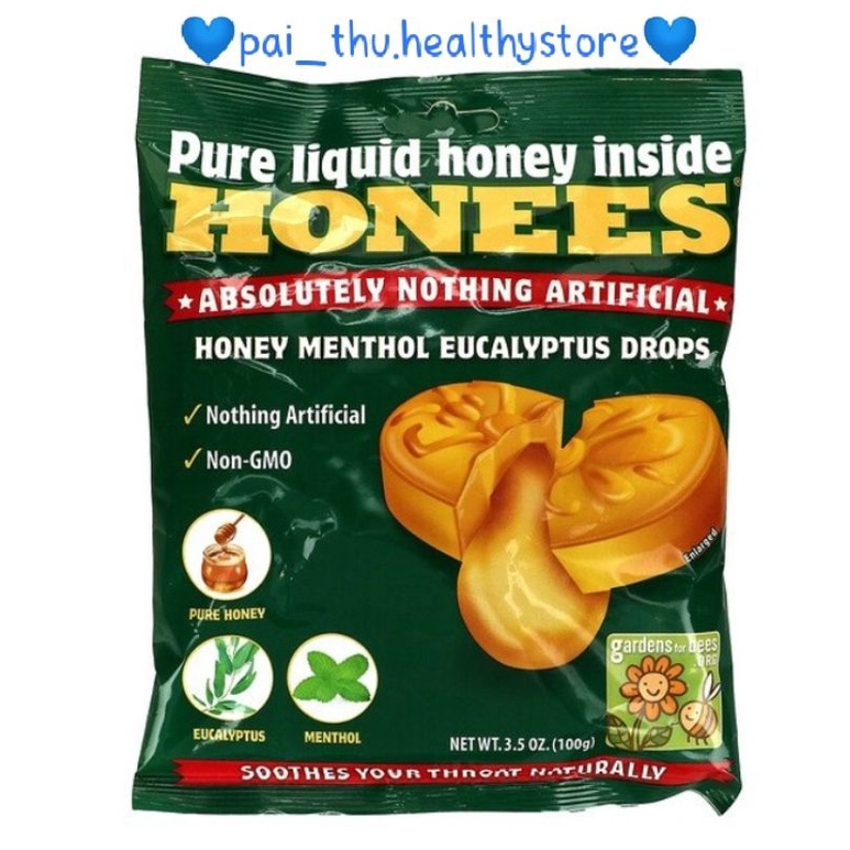 

Honees Honey Menthol Eucalyptus Drops-Permen Madu Menthol Eucalyptus(pelega tenggorokan)@100g/pack