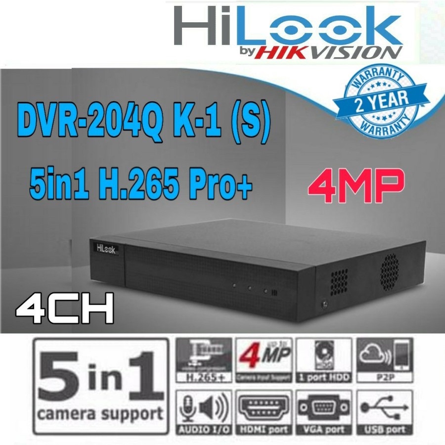 DVR HILOOK by HIKVISION 4MP 4 CHANNEL 204Q-M1 SUPPORT AUDIO