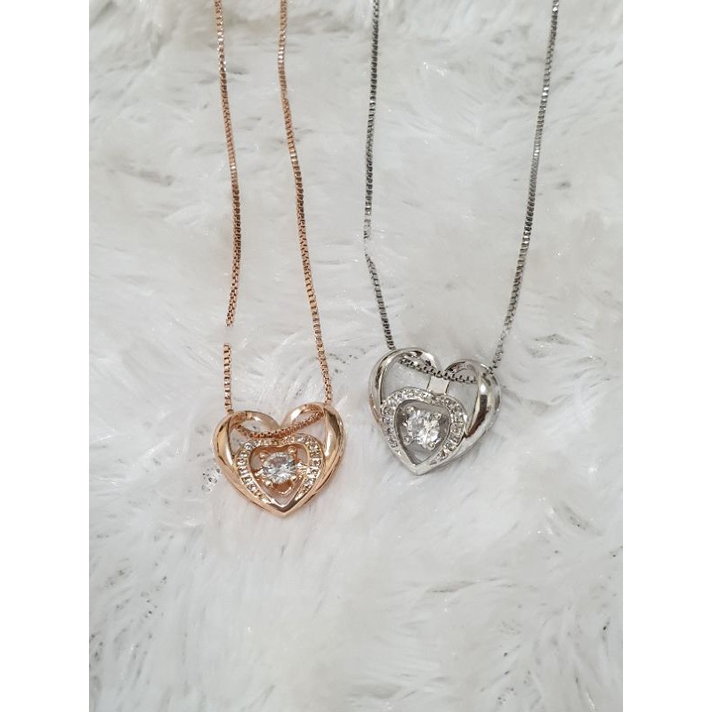 Kalung choker liontin hati batu zircon