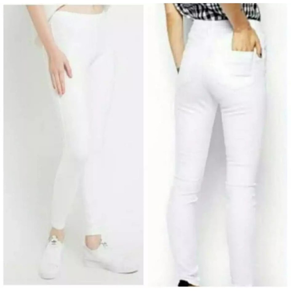 Celana Jeans Wanita Warna Putih Pinggang Karet INN DENIM Legging Jeans Polos Fashion Terbaru Jegging