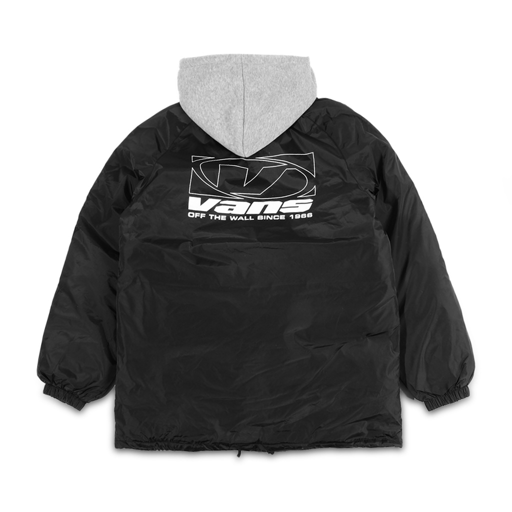 VANS Rubber Logo Hooded Puffer Jacket Black