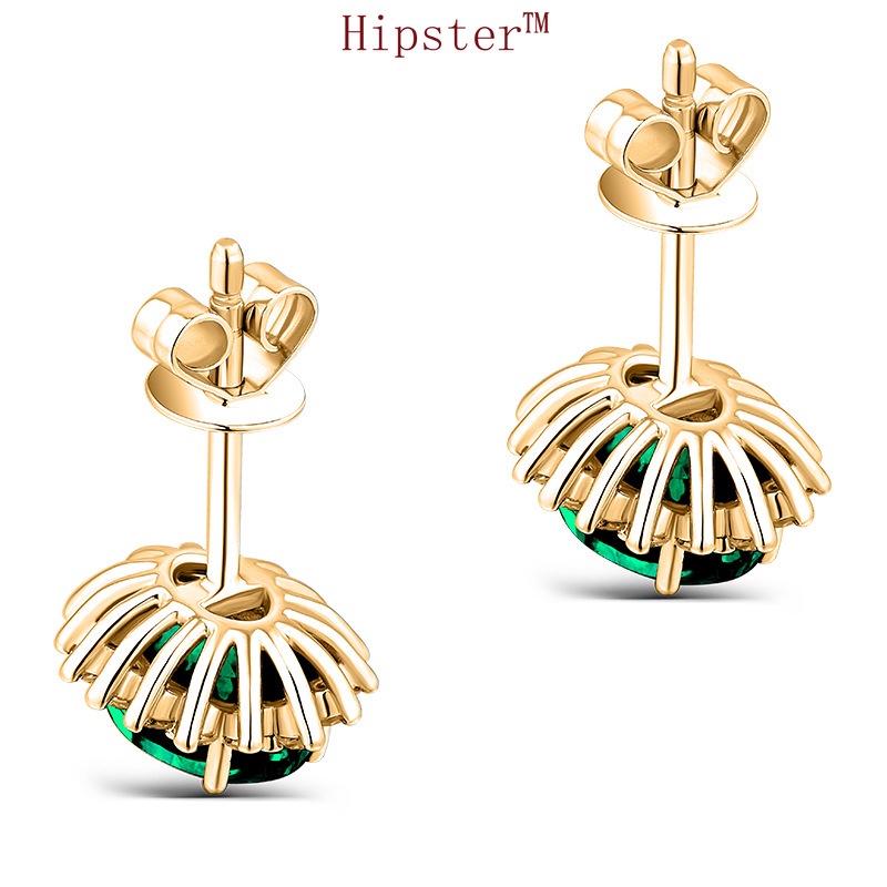 Light Luxury Full Diamond SUNFLOWER Natural Green Crystal Ear Studs