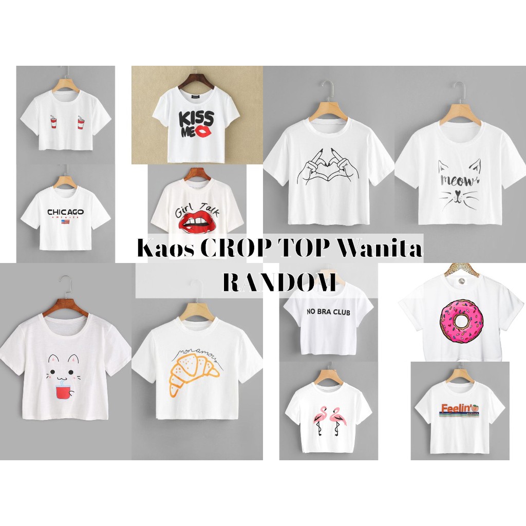 RANDOM - Kaos Crop Wanita All Size