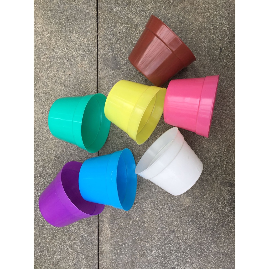 LUSINAN Pot Bunga / Pot tanaman / Pot plastik warna warni uk 10