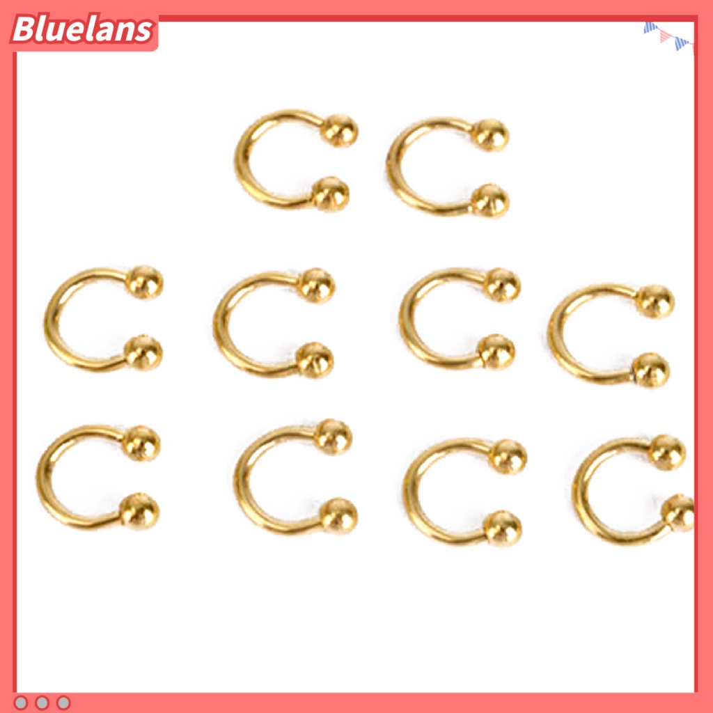 Bluelans 10 Pcs Stainless Steel Horseshoe Bar Lip Nose Septum Ear Ring Stud Body Piercing