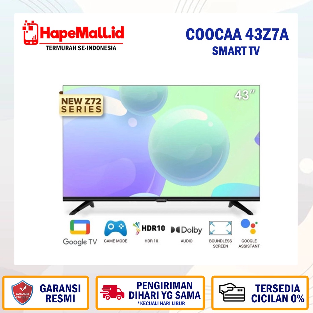 COOCAA 43Z72 SMART GOOGLE LED TV 43 INCH  DIGITAL DVBT2 FHD TERMURAH