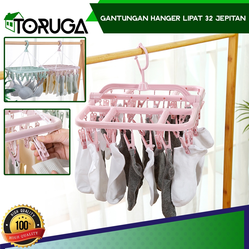 Gantungan Jemuran Baju Bayi Kaos Kaki Hanger Underware 32 Jepitan Kaitan Lock Anti Angin