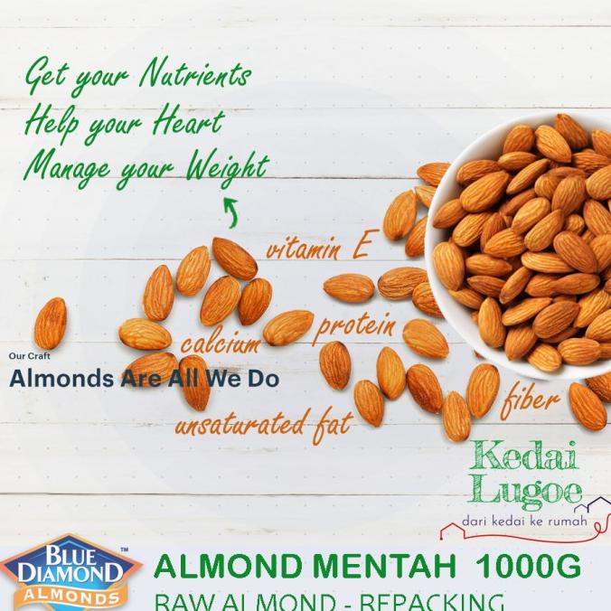 

Almond Mentah - Blue Diamond Raw Almond 1kg Repacking