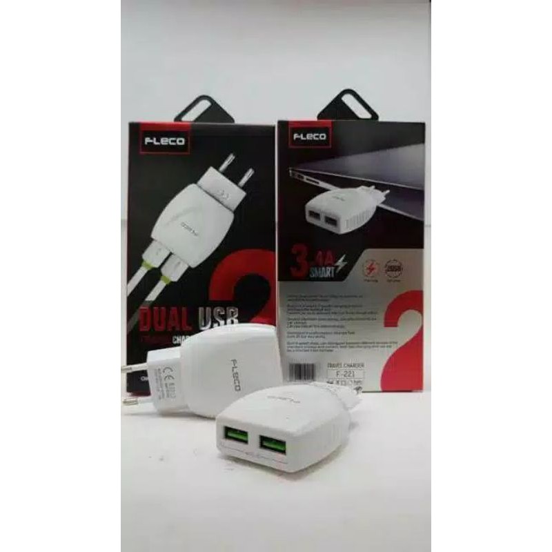 Charger Fleco F-221 Double USB Qualcom micro USB