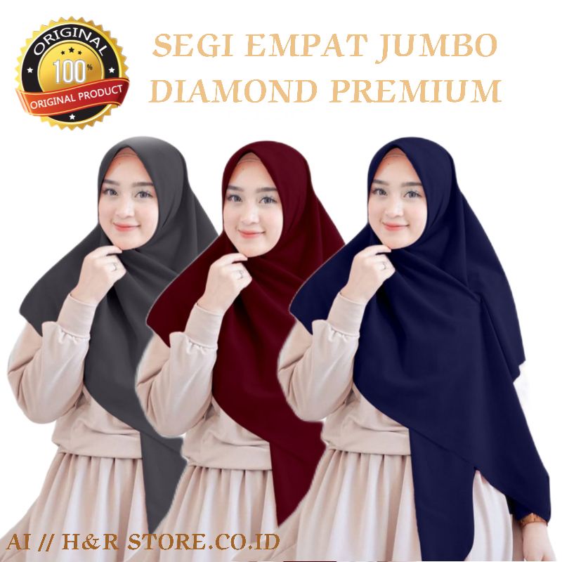 HIJAB SEGI EMPAT JUMBO DIAMOND PREMIUM / KERUDUNG SYAR'I TERMURAH