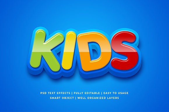 Cartoon Colorful 3d Text Style Effect Mockup - Photoshop
